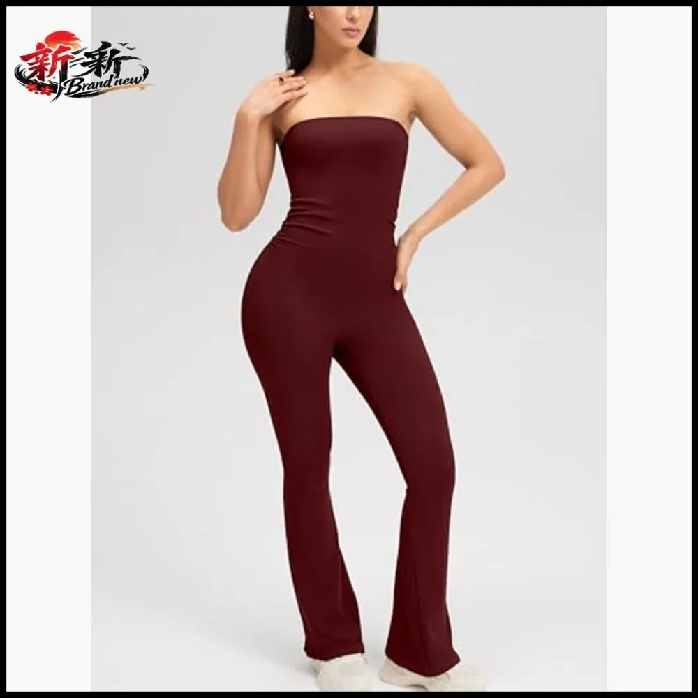 Tube Strapless Jumpsuit with Removable Bra, Nylon Spandex Jersey
